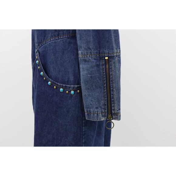 Jou Jou Y2K 1990's Denim Dress Stones and Gromet Embellishments Size M (Size 8) - Picture 6 of 16